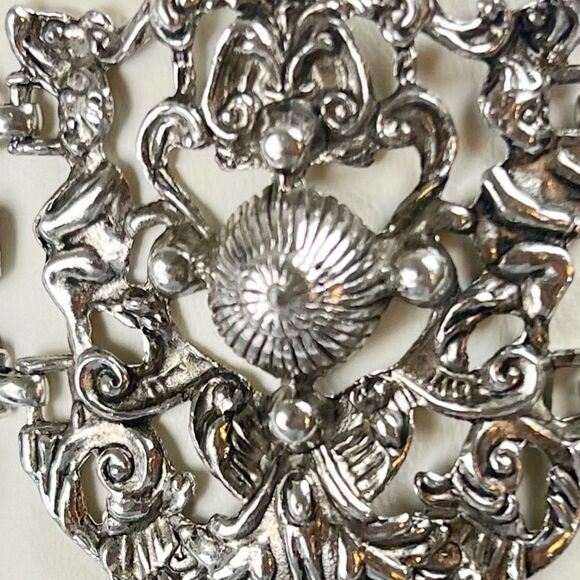 1940's Coro Pegasus Silver Tone Roco Style Link Bracelet - Picture 5 of 9